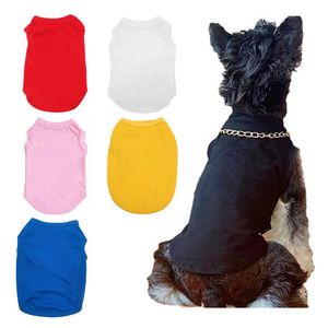 Vestiti per animali domestici Abbigliamento per cani da cucciolo Camicie di cotone T-shirt per cani tinta unita T-shirt primavera-estate Tessuto senza maniche per gatti