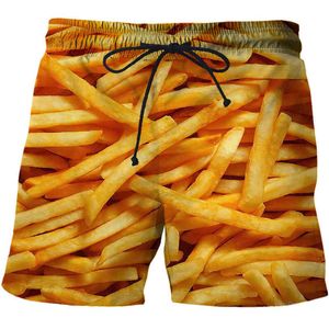 Men's 2022 Hamburger Fries Print Men Swim Shorts Swimwear Beach Quick Dry Beachwear Swimsuit Surf Board Sport Pants J220913