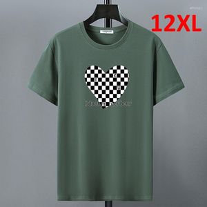 Męskie koszule T SHIRTS Zielona t-shirt Summer Tshirt bawełniana koszula 12xl duży rozmiar topów krótkich rękawów Tees Męski czarny biały nadruk serca