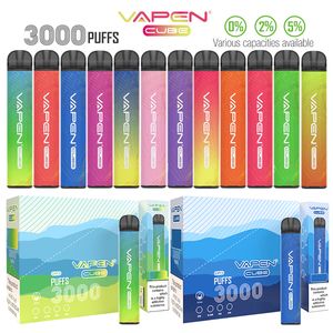 Oryginalny VAPEN CUBE 3000 Puffs 2% 5% opcjonalne jednorazowe urządzenie Vape Pen elektroniczne zestawy e-papierosów 8ML pojemność 1000mAh bateria wstępnie napełnione batony Vaporiezer