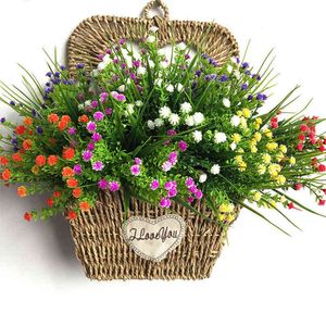 Fuux Floral Greenery Babies Breath Flors Flores Artificiais Pl￡stico Plantas Internas Falsas Flores Flores Gipsophila Arbustos pendurados fora do casamento Decora￧￣o ao ar livre J220906