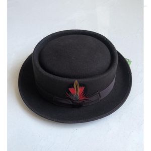 Boinas x3000 bolo de lã Small Brim Hat Feltable Unisex Porkpie Fedora Curved Autumn Winter Pork Pie