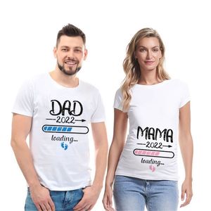 Roupas familiares de roupas fofas mamãe imprimida no bebê casal de maternidade Camiseta de camiseta de gravidez Camisa de casal de camisetas grávidas 220914