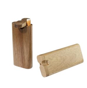 One Hitter Smoking Pipe Handmade Wood Dugout with Ceramic Pipes Cigarette Filters Wooden Box Case