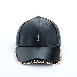 Ball Cap Stingy Brim Hat Leather Metal Geometric Pattern Unisex