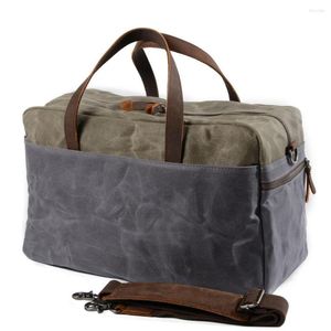 Sacchetti da esterno hlurker sacca in stoffa cerata a spalla singola mano bagaglio in pelle manico in pelle da viaggio