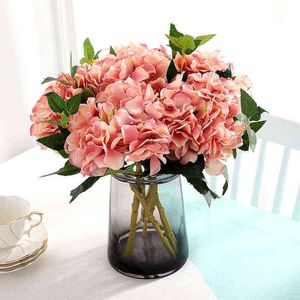 Faux Floral Greenery Retro Autumn Hydrangea Bouquet Artificial Flowers Room Home Decoration Diy Wedding Flower Piece Party Items Photo Props J220906