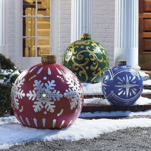 60cm Christmas Decoration Balls Snowflake Grid Xmas Tree Hanging Ball Christmas Outdoor Atmosphere PVC Inflatable Ornament BH7565 TYJ