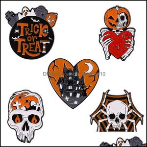 Pins Brooches Halloween Enamel Brooch Pins Skeleton Spooky Pumpkin Brooches Badge Gothic Jewelry 1469 E3 Drop Delivery 2021 Dhseller2 Dhxvi