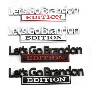 Lets Go Brandon Car Sticker Party Favor Zinc Eloy Tailgate Trim Badge Body Leaf Board Banner