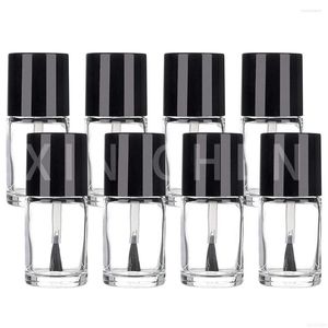 Bottiglie di stoccaggio 5Pcs 10/15ml Rotonda Vuota Bottiglia di Vetro Smalto Trasparente Contenitore di Vernice Riutilizzabile Con Pennello Per Campione D'arte