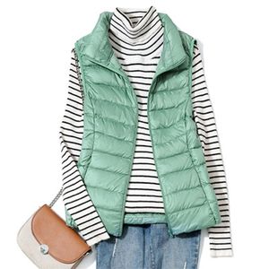 Piumino da donna Gilet ultraleggero Gilet corto da donna Gilet leggero antivento caldo Gilet femminile senza maniche in piumino d'anatra bianco 220914