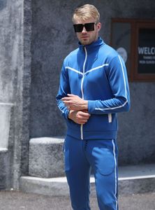 Новые тонкие мужские повседневные спортивные костюмы Костюмы спортивные стойки на молнии на молнии куртки и брюки для мужчин для мужчин для мужчин.