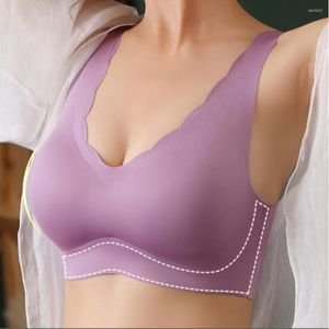 Yoga -Outfit Frauen gepolstert Sport Bra Crops Super Weiche Stoff Fitnessstudio Top Feste Farbe sexy Sport tragen breite Schultergurt im Freien Outdoor aktive BHs