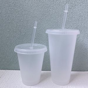 Şeffaf PP Tumblers Işık ve Kompakt Plastik Saman Kupası 500ml 700ml Taşınabilir Kupa Doğrudan Üretici tarafından sağlanan