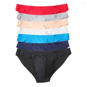 MUITAS PONTAS 1/7PCS Seda de seda de seda Sexy Briefs de roupas íntimas Erotic Jockstrap Penis Bolsa Male Homme Panties Lingerie masculina sem costura