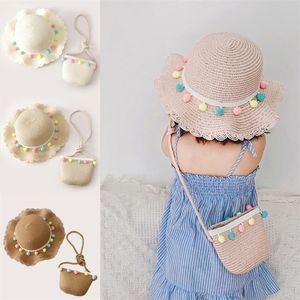 Caps Hats Summer Fashion Children Sunscreen Sun Hat Straw Hat Bag For Girls Cool Hat Girl Cute Breathable Baby accessories 220914