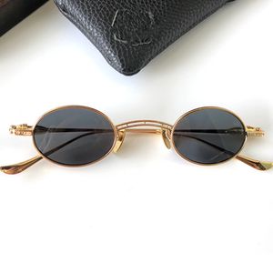 Mode individuella små ovala solglasögon UV400 Chretro-Vintage 9S25 Titanium Metal Unisex Desig Hip Punk Sun Glasses 43-30-150 Multi-färgglasögon Fullset Box Case