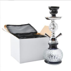 Doppio tubo Narghilè Shisha Bong Set Borsa di stoffa Strumento per fumare Pipa ad acqua Strumenti a stelo arabo Ciotola in ceramica Punta del bocchino