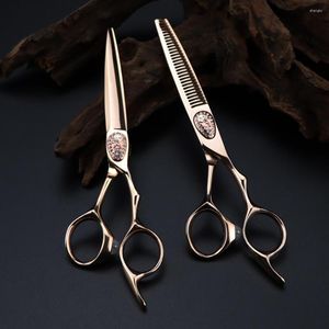 Profissional JP 440C Aço 6 '' Tesouro Rosa Gold Gold Hair Scissors Cabinejamento Rainning Barber Cutting Shears Hairdressing