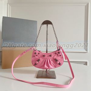 Borsa da moto genuina di alta lusso da donna spalla moda di lusso cool girl crossover rosa mini cera nera argento rosso bianco borse borse da donna