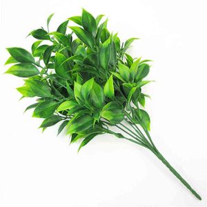 Faux Floral Greenery 7 Forksbouquet 35 Листья 34 см искусственной оранжевый лист моделирование листьев растения дома балкон -садовый ландшафт украшения аксессуары J220906