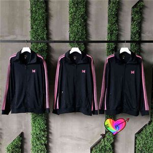 Men's Jackets Needles Jackets Men Women Pink Butterfly Embroidery AWGE Needles Track Jacket High Quality Vintage Retro Coats Outerwear T220914