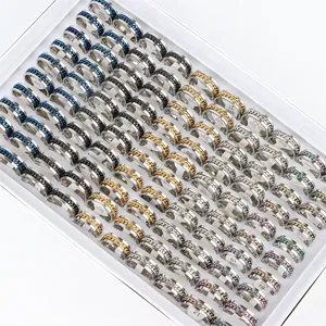 Mode multicolor ketting spinner roestvrijstalen ringen voor vrouwen mannen roteerbare sieradenmix kleurmix stijl groothandel