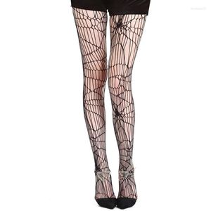 Women Socks Halloween Web Black Pantyhose Sexy Ripped Fishnet Tights Cosplay Stocking