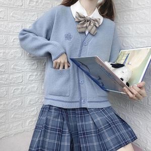 Clothing Sets 2022 Girls Sweater Original JK Uniform Loose Lazy Student Long Sleeve Knitted V-neck Cotton Cardigan Jacket Female