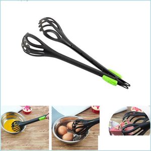 Egg Tools Mtifunctional Egg Beater Nylon Food Tongs Manual Whisk Pasta Spaghetti Spoon Kitchen Gadget Mixer Creative Salad Tool Drop Dhxwe