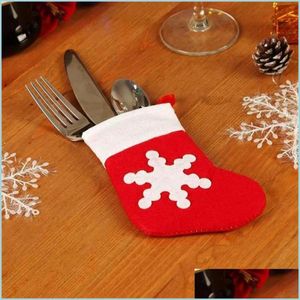 Juldekorationer Nyår Juldekoration för hem Tabellansvarig knivgaffel Cutsly Set Bag Hat Socks Drop Delivery 2021 DH7BK