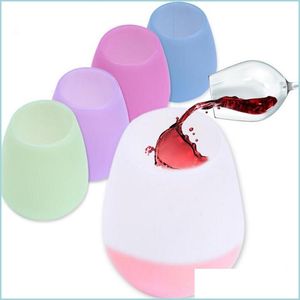 Wine Glasses 350Ml Sile Wine Glass Foldable Unbreakable Stemless Beer Whiskey Drinkware Cup For Juice Travel Drop Delivery 2021 Home Dhvm6