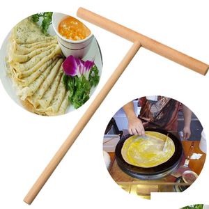 Other Kitchen Tools T Shape Crepe Maker Pancake Batter Wooden Spreader Stick Home Kitchen Tool Diy Restaurant Supplies Drop Delivery Dhty0