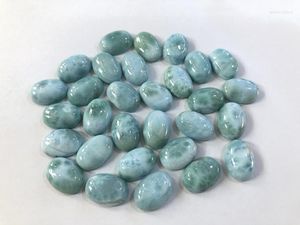 Perline Genuino Larimar Gemma Cabochon 10x14mm Pietra Semi Preziosa Anello Ovale Naturale Viso 2 pz/lotto