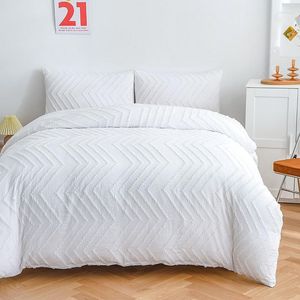 Bedding Sets EGW 3D White Duvet Cover Set Drop Clipping Carving Bed Linens Home Textile Year Gift 2023 Grey 135 200cm Solid EU/US