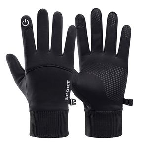 Männer Winter Wasserdichte Radfahren Handschuhe Outdoor Sport Laufen Motorrad Ski Touchscreen Fleece Handschuhe Nicht-slip Warme Volle Finger