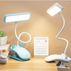 Bordslampor Flexibel LED USB Pen Holder Book Light Desk Lamp Switch Eye Protection Bedside Room Study Night With Clip