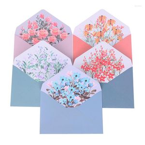 Principal de presente 6pcs Flores impressas Conjunto de envelopes Kawaii Cartão de carteira de carteira de gteria Kawaii CARTA DE CONVITO DE ESCRITÓRIOS ESCOLAS DE ESCOLAS