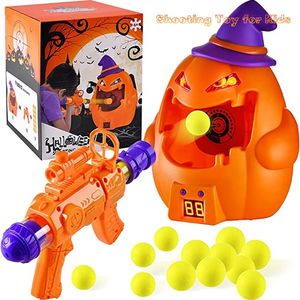 Brinquedos de Halloween Target Shooting Toy for Kids Pumpkin Ornament Duck Sponge Balls com ferramenta de jogo de festa eletrônica leve 220914