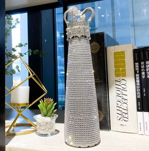 Garrafa de ￡gua de diamante da coroa vintage port￡til 500 ml de diamante t￩rmicos brilho sparkling shinestone t￩rmico garrafas de frasco t￩rmico