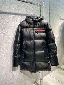 Vinter lyx varumärke mens down jacka mode utomhus vindtät material toppdesigner svart mitten längd kappa