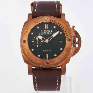 Designer-Uhr, Luxusuhren für Herren, mechanische Armbanduhr, leuchtendes Uhrwerk, 47 mm, Bronze, Pam Designerpaner-Uhr 4p0g