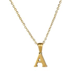 Initial A-Z 26 Letters Necklace Stainless Steel Welding Alphabet Clavicle Chain Choker For Women Pendant Collar Jewelry