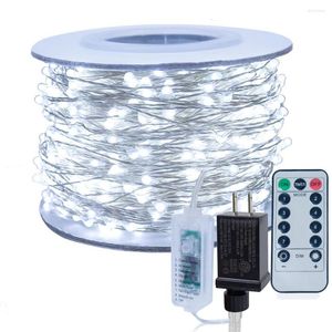 Party Decoration 100 LEDS-1000LEDS Silver Wire Fairy String Lights Wate Proof Plug-in för Tree Outdoor Christmas Holiday Wedding Garden