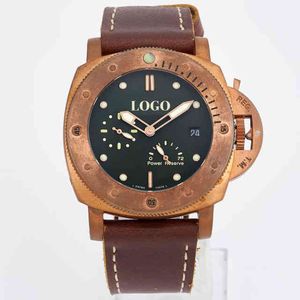 Designeruhr, Luxusuhren für Herren, mechanische Armbanduhr, leuchtendes Uhrwerk, 47 mm, Bronze, Pam Designerpaner Ooxv