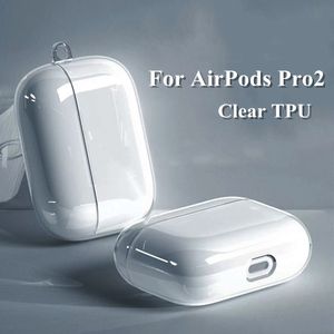 Rensa TPU -hörlurarfodral för AirPods Pro 2 2022 Mjuka transparenta stötsäkra täcken med nyckelring kompatibla av AirPods 1 2 3 Tillbehör