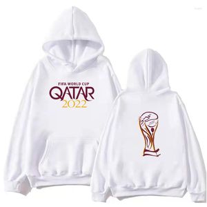 Erkek Tişörtleri 2022 Dünya Kupası Logosu Baskılı Desen Hoodie Erkekler Gevşek Rahat Pullover Futbol Maç Sporları Poster Sweater Hayranlar