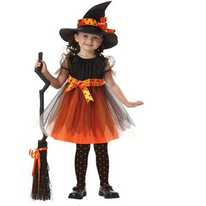 Set di abbigliamento Halloween Cosplay Witch Costume Adolescenti Abito da bambino Abito da stregone Set di abbigliamento da cappello Pontyhose