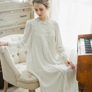 Sleepwear Women's Women Cute Gown Cotton Princess Nightgown Ladies Royal Casual Night Wear European Retro Style Dress QW1703